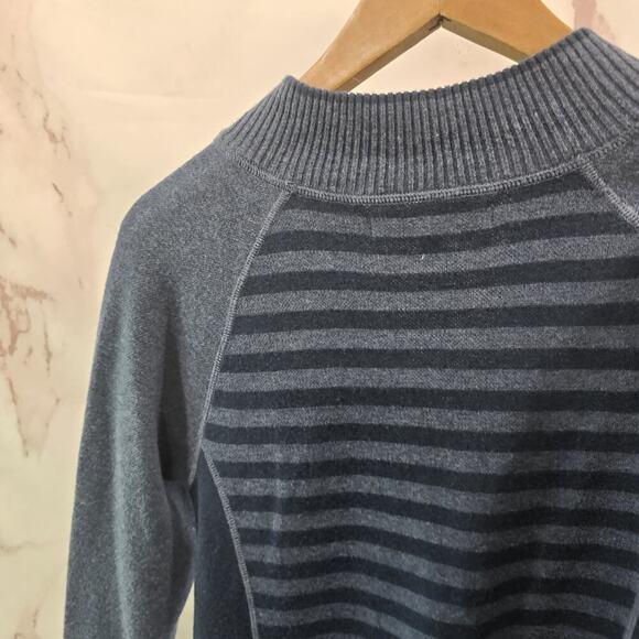 Title Nine Dress Womens XS Blue Stripe Sweater Long Super Power Zip Merino Wool - Picture 6 of 13